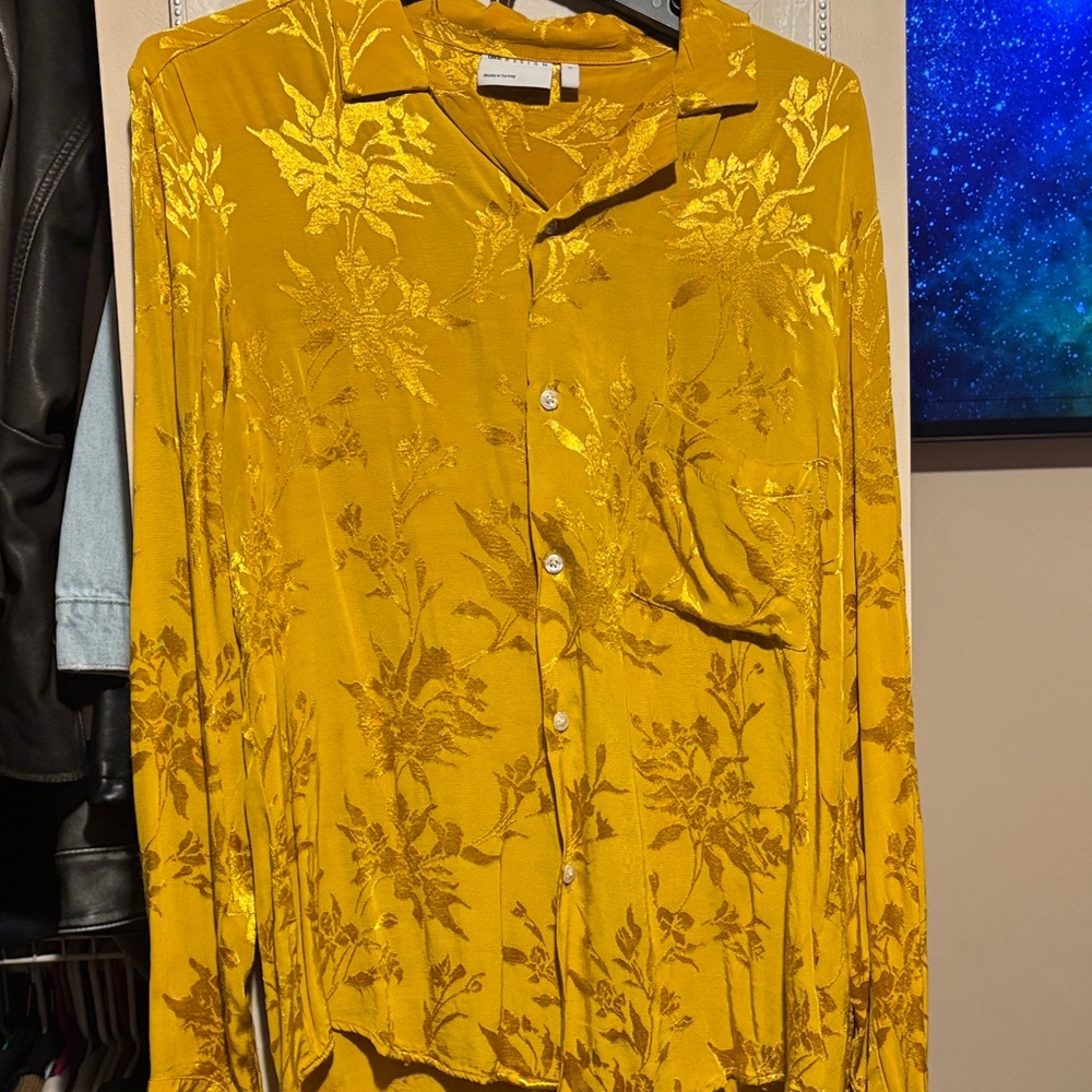 Floral Yellow Button-Up Shirt